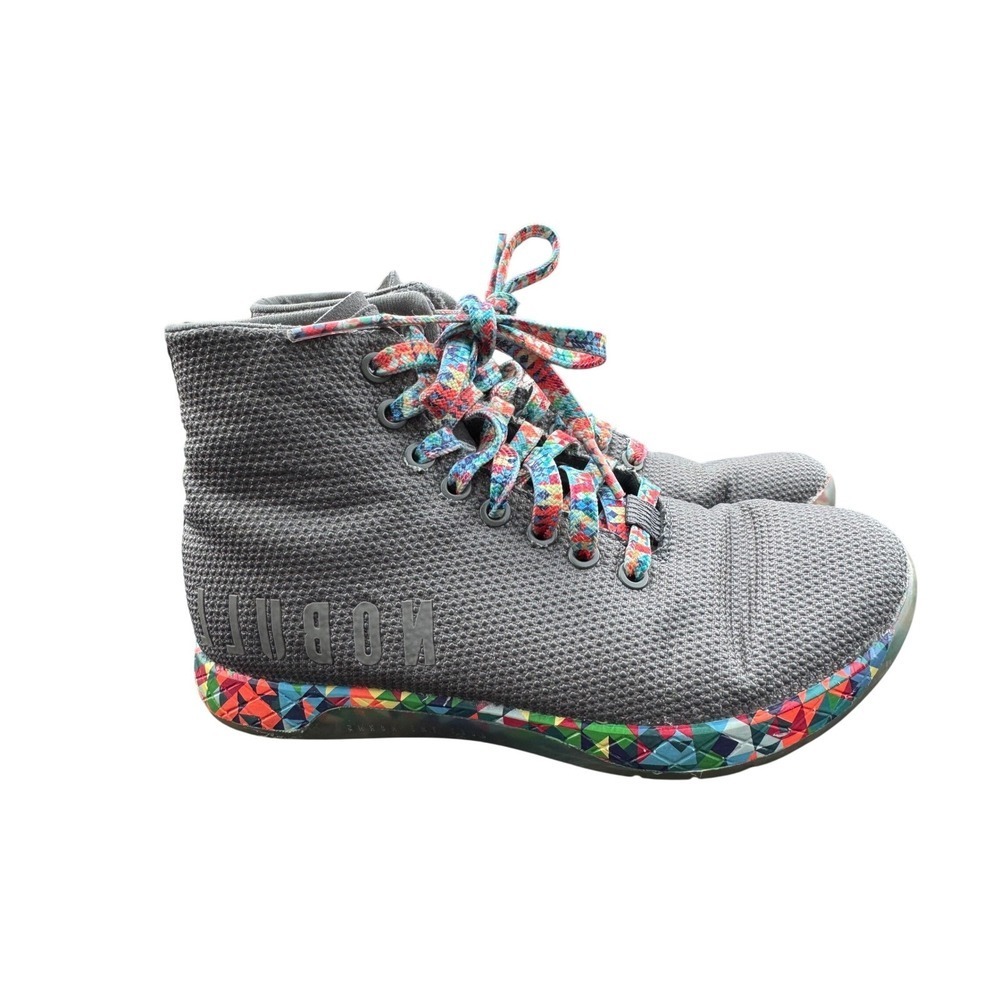 NOBULL Out Work High Top Trainers Grey Mosaic Gym Cross Training Shoes Women 7